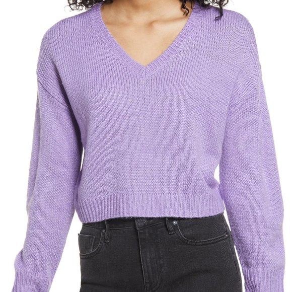 BP.‎ Women's Purple Veronica V-Neck Crop Sweater SIze XL NEW 4184 - Picture 1 of 5